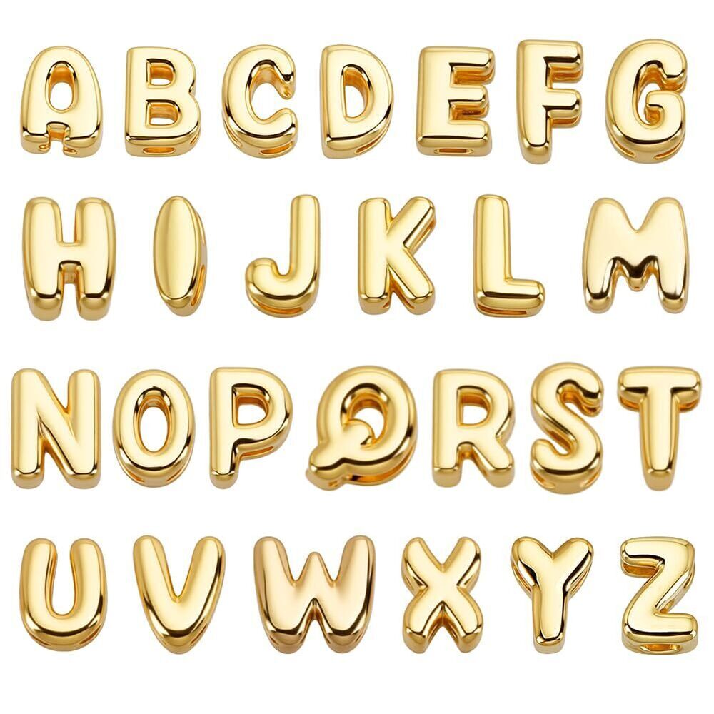 26 Pcs 18K Real Gold Plated Mini Letter Charms 6~7mm Small Brass